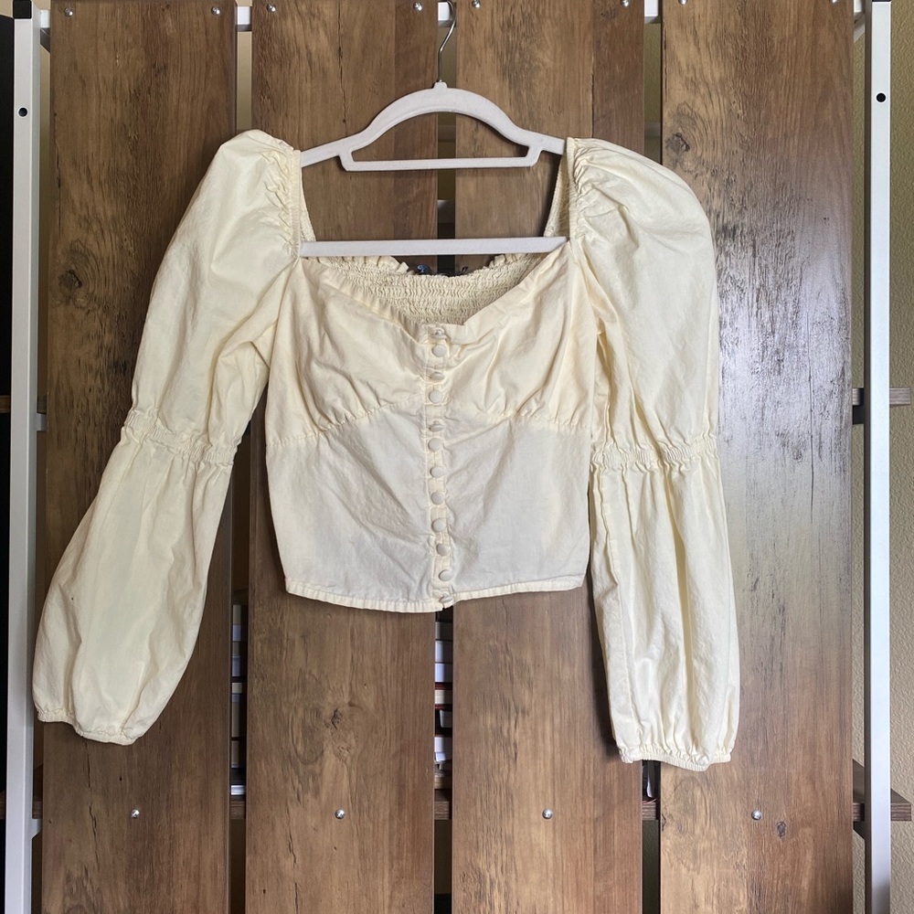 Nasty Gal Long Sleeve Sweetheart Neckline Corset Top